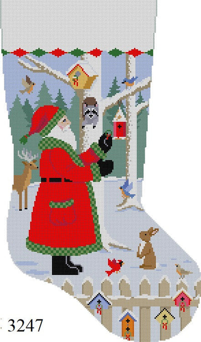 Santa With Bird Wreaths, Stocking